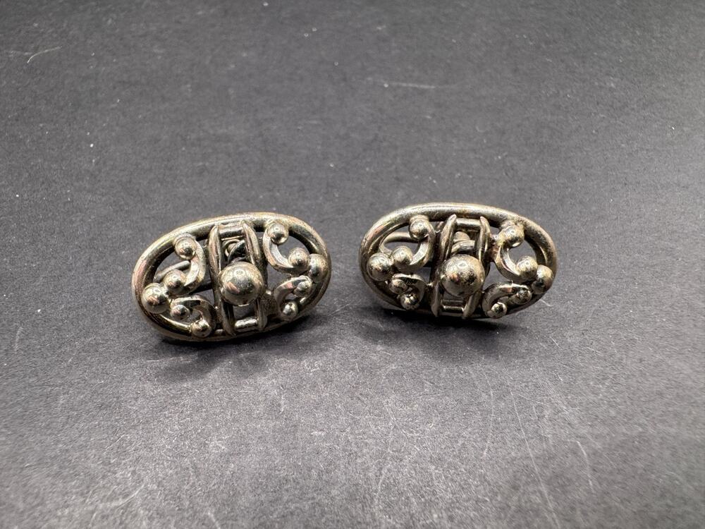 Vintage DANECRAFT Signed 925 Sterling Silver Non Pierce Clip On Earrings 21.6MM